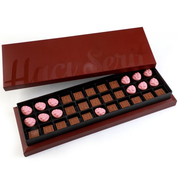 33 adet harf çikolatasıyla doğum günü hediyesi.