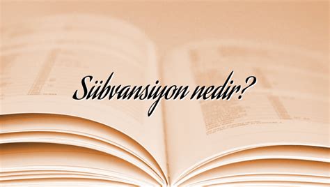 Sübvansiyon Nedir? 1 Sübvansiyon Nedir?