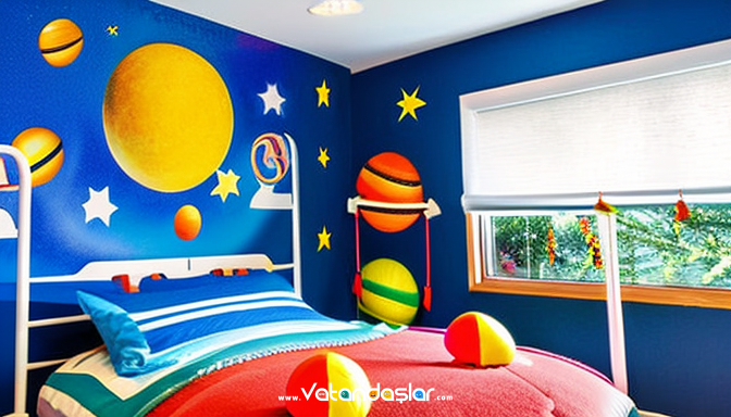Çocuk Odası Dekorasyonu İçin Eğlenceli Fikirler 7 Uzay Teması