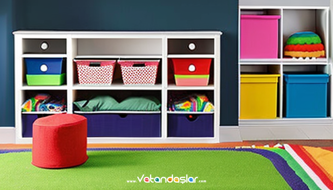 Çocuk Odası Dekorasyonu İçin Eğlenceli Fikirler 9 Depolama Çözümleri